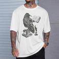 Raven Crow Reading a Magic Book Wizard Animal Bird Reader T-Shirt Gifts for Him