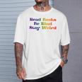 Read Books Be Kind Stay Weird Book Lover Rainbow T-Shirt Gifts for Him