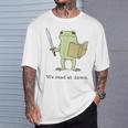 We Read At Dawn Bookish Frog Reading T-Shirt Gifts for Him