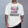 Readsolotl Cute Axolotl Reading Book Kawaii Pink Aesthetic T-Shirt Gifts for Him