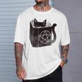 SataniCat Pentagram Cat Satan Demon Necronomicon Book Lover T-Shirt Gifts for Him