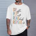 Sip Coffee Pet Cats Read Books Repeat Book Cat Lover T-Shirt Gifts for Him