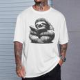 Sleepy Sloth Reading Book Cute Vintage Animal Graphic T-Shirt Gifts for Him