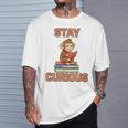 Stay Curious Monkey Reading Kids Book Lover Jungle Animal T-Shirt Gifts for Him