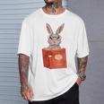 Studious Studying Bunny Book Lover Reading Geek Rabbit T-Shirt Gifts for Him