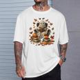 Vintage Ghost Book Reading Pumpkin Gothic Halloween Teachers T-Shirt Gifts for Him