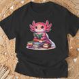 Axolotl Reading Bookworm Book Lovers T-Shirt Gifts for Old Men