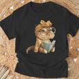 Baby Crocodile Small Book Reading Reptile Graphic Portrait T-Shirt Gifts for Old Men