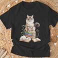 Balinese Cat Longhaired Siamese Books Flowers Book Reading T-Shirt Gifts for Old Men Balinese Cat Longhaired Siamese Books Flowers Book Reading T-Shirt Gifts for Old Men