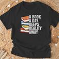 A Book A Day Keeps Reality Away Bookworm T-Shirt Gifts for Old Men