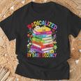 Book Flower Boho Radicalized By Basic Decency LGBT Men Women T-Shirt Gifts for Old Men