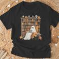 Bookish Ghost Haunted Library Cat Bookworm Book Lover T-Shirt Gifts for Old Men