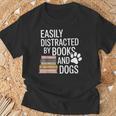 Books And Dogs Easily Distracted For Dog Mom Dog Dad Reader T-Shirt Gifts for Old Men