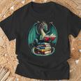 Books Dragon Reading Book Lover T-Shirt Gifts for Old Men