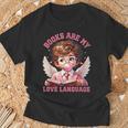Books Are My Love Language Reading Lover I Valentines Cupid T-Shirt Gifts for Old Men