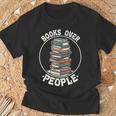 Books Over People Rainbow Reading Bookworm Book Lovers T-Shirt Gifts for Old Men