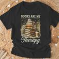 Books Are My Therapy Coffee Bookworm Retro Reading T-Shirt Gifts for Old Men