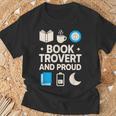 Booktrovert Introvert Reader Library Card Coffee Books T-Shirt Gifts for Old Men