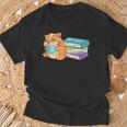 Bookworm Reading Hamster Books T-Shirt Gifts for Old Men