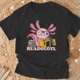 Bookworm Readolot Mexican Salamander Book Reading Axolotl T-Shirt Gifts for Old Men