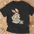 Bunny With Books And Coffee Reading Booknerd Bookish Easter T-Shirt Gifts for Old Men