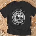 Cat Book And Coffee Make Life Beautiful Cat Mum T-Shirt Gifts for Old Men