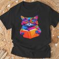 Cat Book Shirt Colorful Cat Reading Book T-Shirt Gifts for Old Men Cat Book Shirt Colorful Cat Reading Book T-Shirt Gifts for Old Men