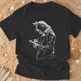 Cat Holds Book Writing Animal Print Motif Drawing Art Cat T-Shirt Gifts for Old Men