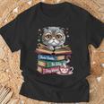 Cat Read Books Be Kind Stay Weird Library Book Lover T-Shirt Gifts for Old Men