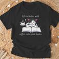Cat Reads a Book Reading Coffee T-Shirt Gifts for Old Men