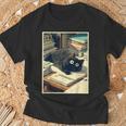 Cat Teacher Student School Last Day Books First 100th Day T-Shirt Gifts for Old Men Cat Teacher Student School Last Day Books First 100th Day T-Shirt Gifts for Old Men