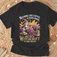 Coffee Book Witchcraft Witch Witches Bookish Reader Reading T-Shirt Gifts for Old Men