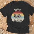 Coffee Books And Rain Reading Book Lover Retro T-Shirt Gifts for Old Men