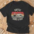 Coffee Books And Rain Retro Vintage Book Lover Reading T-Shirt Gifts for Old Men