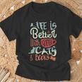 Coffee Cats And Books Cute Kitty Reading T-Shirt Gifts for Old Men