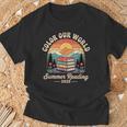 Color Our World Summer Reading 2025 Cute Book Wildflowers T-Shirt Gifts for Old Men