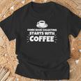 Comic Book Collecting Starts With Coffee Funny T-Shirt Gifts for Old Men