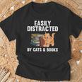 Cool Book Reader For Men Women Book Lover Bookworm Cat Book T-Shirt Gifts for Old Men