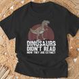 Cool Reading Teacher For Men Women Read Books Dinosaur Book T-Shirt Gifts for Old Men