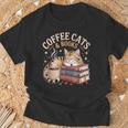 Cozy Reading Cat Coffee And Books Lover Artwork T-Shirt Gifts for Old Men