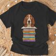 Cute Basset Hound Dog Reading On Pile Of Books T-Shirt Gifts for Old Men Cute Basset Hound Dog Reading On Pile Of Books T-Shirt Gifts for Old Men