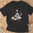 Cute Dog Border Collie Reading Book T-Shirt Gifts for Old Men