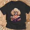 Cute Dog Poodle Reading Book T-Shirt Gifts for Old Men Cute Dog Poodle Reading Book T-Shirt Gifts for Old Men