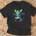 Cute Dragon With Book T-Shirt Gifts for Old Men