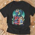 Cute Dragon Books Flower Bookworm Book Lover T-Shirt Gifts for Old Men