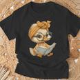 Cute Duckling Reading Book With T-Shirt Gifts for Old Men