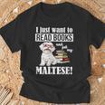 Cute Glasses Read Books & Pet My Maltese Lover T-Shirt Gifts for Old Men