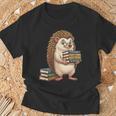 Cute Hedgehog Classics Stories Knowledge Fiction Reading T-Shirt Gifts for Old Men
