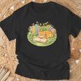Cute Kawaii Cat Books Flowers T-Shirt Gifts for Old Men Cute Kawaii Cat Books Flowers T-Shirt Gifts for Old Men