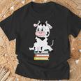 Cute Kawaii Cow Book Reading Bookworm Boys Girls Kids T-Shirt Gifts for Old Men